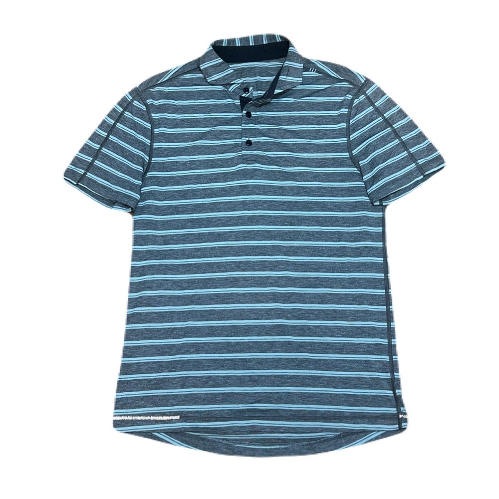 Lululemon Men’s The Propel Golf Polo in Stripe Grey & Mint, size Large